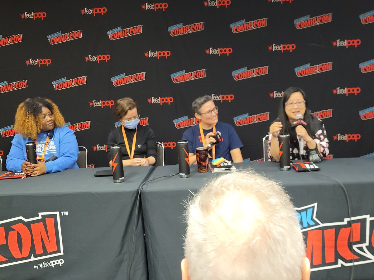 popculturesquad's tweet photo. Coffee ☕️ and Comics panel at @NY_Comic_Con. Thanks to @DeathWishCoffee for the swag. #comics . @VonGormanArt @AmyChu @tanaford @Steph_I_Will #rachelstott. https://t.co/9cMmc41Unv