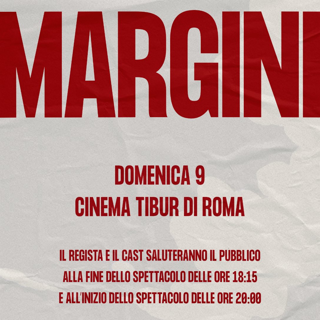 disparte_'s tweet photo. A grande richiesta torniamo al #CinemaTibur a Roma per presentare #MARGINI alla sua quinta settimana di programmazione!!
#SoloalCinema 🤟❤️‍🔥

Un film di Niccolò Falsetti e Francesco Turbanti, prodotto da @disparte_, Manetti bros. Film e @RaiCinema. 
Distribuzione @fandangoweb https://t.co/43DwRcZkef