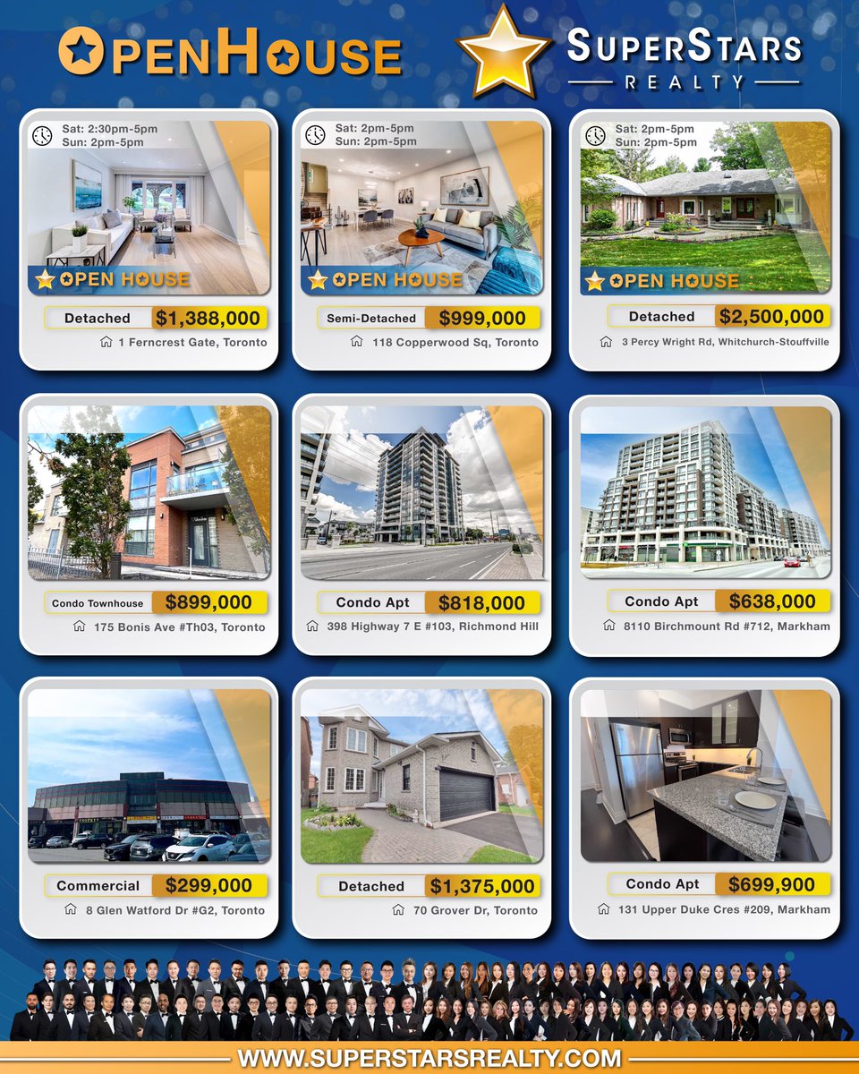 SuperstarsRyan's tweet photo. #SuperstarsTeam has a bunch of new listings this week! We always have the perfect ones for our clients! Long weekend is coming, go check out our open houses instead of staying at home, you don’t want to miss out!

@superstarsrlty #openhousetoronto #SuperstarsRealty https://t.co/XS4uPAeplN