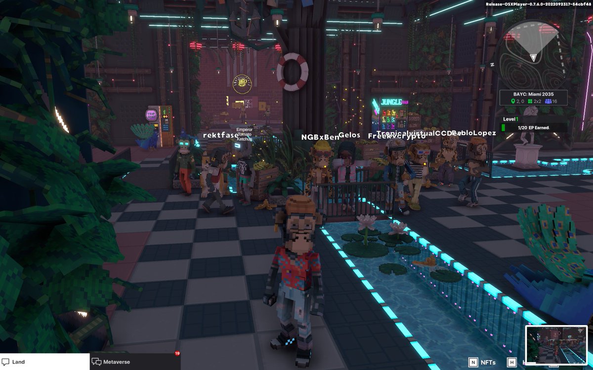 beijingdou's tweet photo. Took a group photo in @TheSandboxGame Miami 2035 @BoredApeYC experience. @tropicalvirtual @NBATopShotEast @PabloLopez83 @FreekyCrypto @sheisty @_PPMan_ https://t.co/mFYAzZA9Gp
