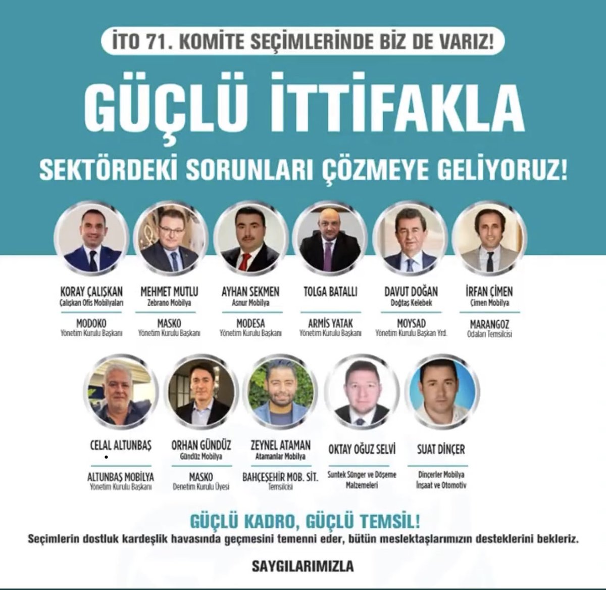 #İTO seçimi 9 kasımda. 
Başarılı  işler yapan mevcut başkanımızı oy birliği ile destekliyoruz.
#Masko #Modoko ile küçük sanayi tesisinde alnının teri ile  üretim yapan #mobesa esnafımız ve #Moysad derneğimiz ile büyük küçük tüm firmalarımız birlikteyiz.
⁦⁦<a href="/SekibAvdagic/">Şekib Avdagiç</a>⁩