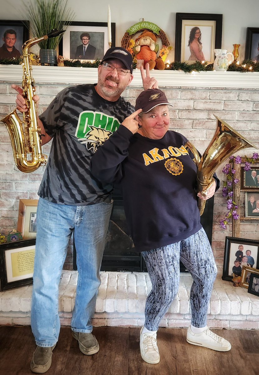 MSchrembeck's tweet photo. When you have a daughter in @uakronmusic #OhiosPride Marching Band and a son in @marching110 Marching Band and they play each other in football today! @ZipsFB @ohiou @em_schrem @RobertSchrembe1 @RSchrembeck @EldenSchrembeck 🤪😂🥰 https://t.co/OtM1U0CKzU