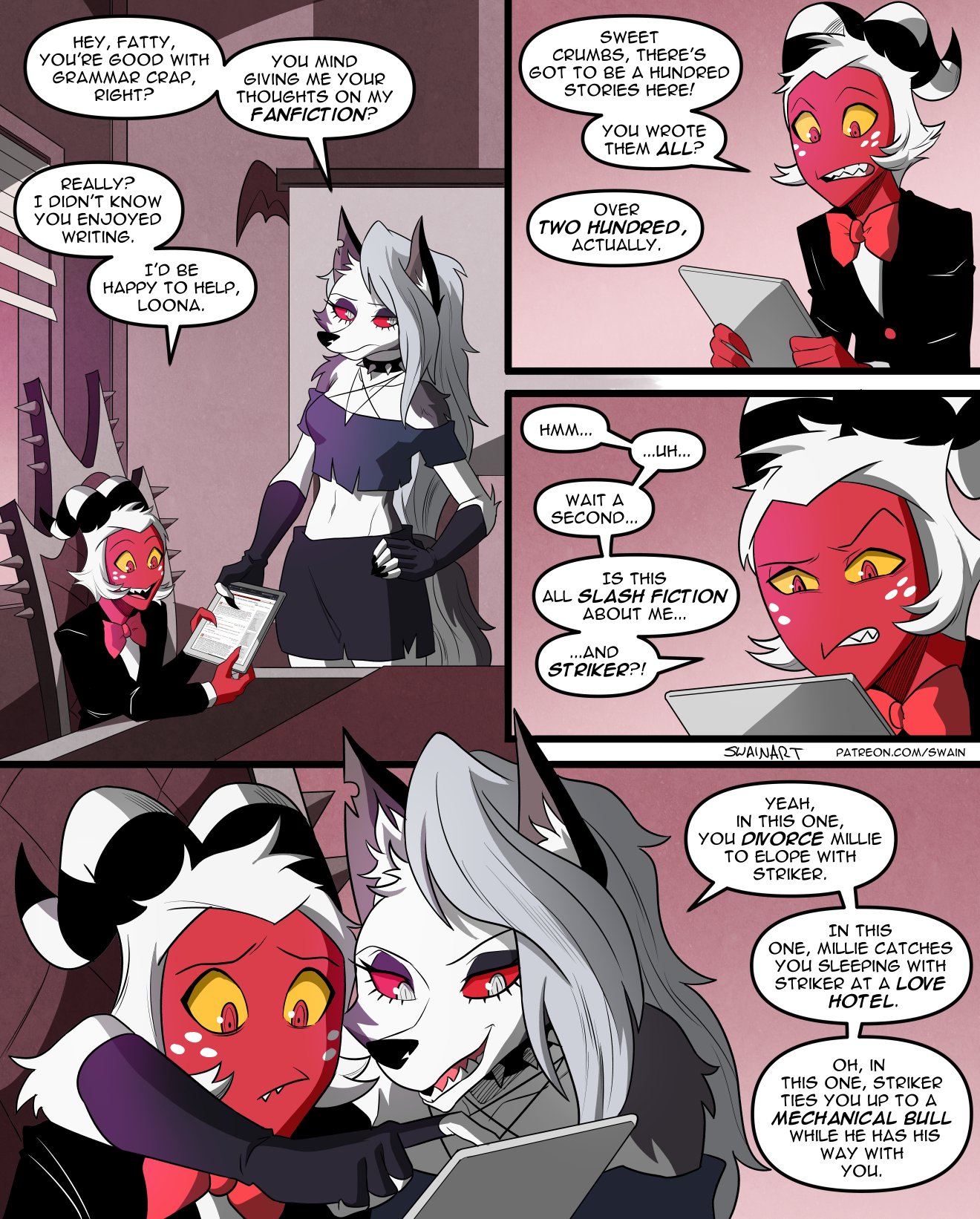 SwainArt (Commissions Closed) on X: Loonas Fanfiction. Moxxie  HelluvaBoss t.cofKeIsMUDow  X