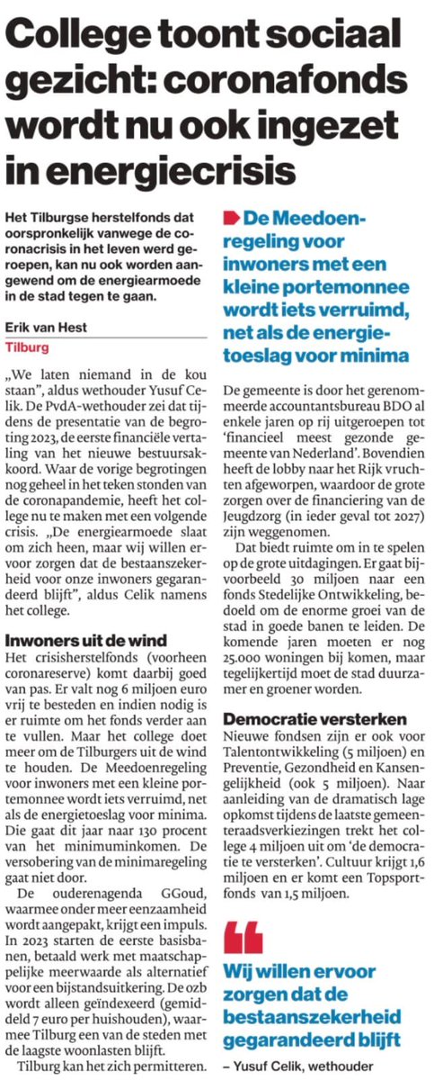 Ook aan deze begroting is weer hard gewerkt door de ambtelijke organisatie, complimenten voor het resultaat! #tilburg
