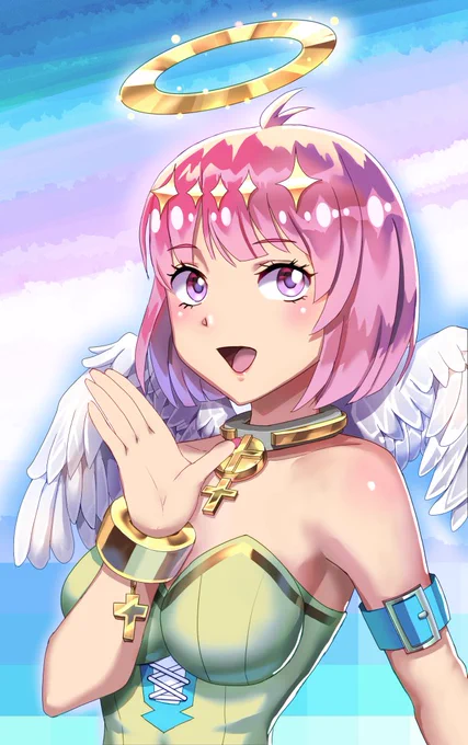 イフディエルをお友達の相互さん(うーちゃさん…線画)とコラボしました! 色塗りは私です!#天使 #angel #イラスト 