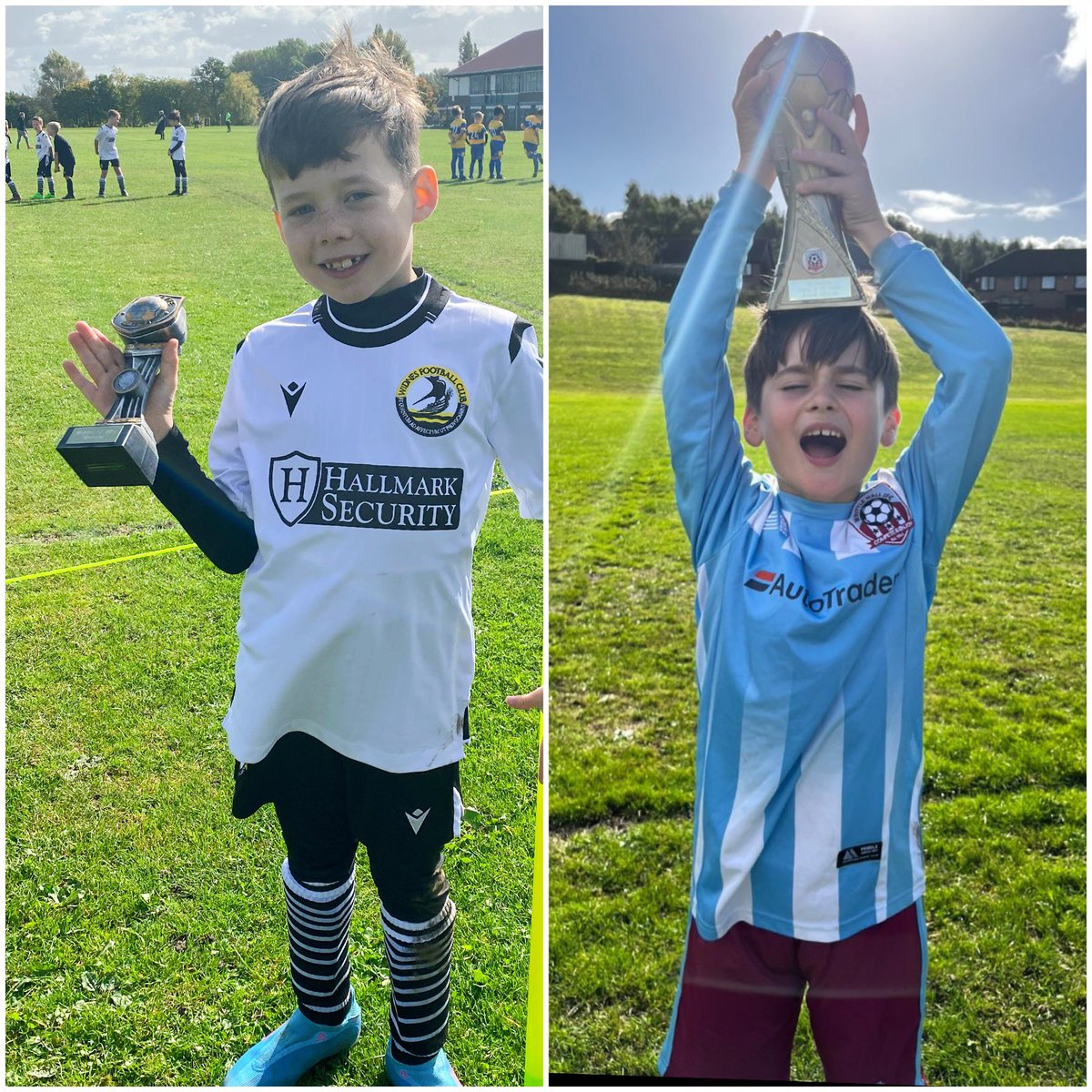 OmallLaura's tweet photo. The Freddies ⚽️⚽️ Best friends… Different Freddies, different teams, different matches… both getting MOTM 🏆🏆 keep it up boys! @PE_FarnworthCE @ToniEager @MrsHanley3H https://t.co/jJR6e5vxI0