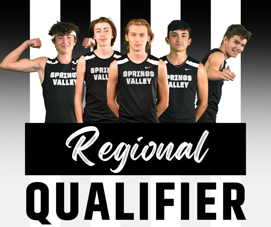 HISTORY!
For the first time, the Springs Valley boys' cross country team has qualified for regional as a team with a third-place finish at the Jasper Sectional!