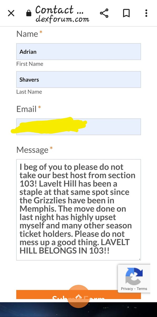 Yo, lets bombard guest relations for <a href="/memgrizz/">Memphis Grizzlies</a> and demand that they do not take our favorite host Lavelt Hill away from Section 103. Last night they had moved him, saying a new person wanted to change things up. We Season ticket holders are very unhappy with that move!😡