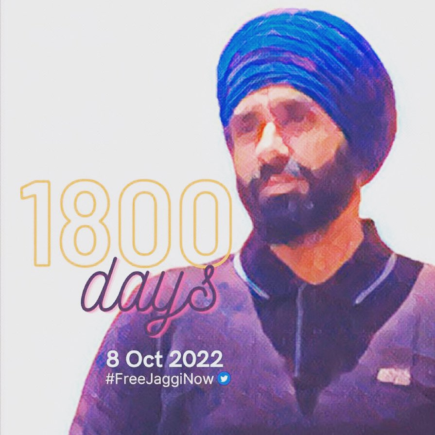 SikhPA's tweet photo. Today Scottish Sikh political prisoner Jagtar Singh Johal reaches 1800 days imprisoned in India. He has still not been formally charged with any crime. The United Nations and a UK Prime Minister have agreed his imprisonment is "arbitrary".

#FreeJaggiNow https://t.co/uNgSU4FxSi