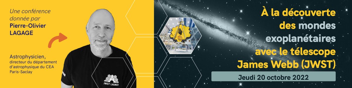 🔭 Ne manquez pas notre conférence tout public : à la découverte des mondes exoplanétaires avec le télescope James Webb ! Organisée par l'<a href="/obscoteazur/">OCA</a> dans le cadre de la <a href="/fetescience06/">FêteDeLaScience06</a>  🔜  bit.ly/3EsQRLc 🗓 20/10/22 18h30 📍C.U.M, Nice