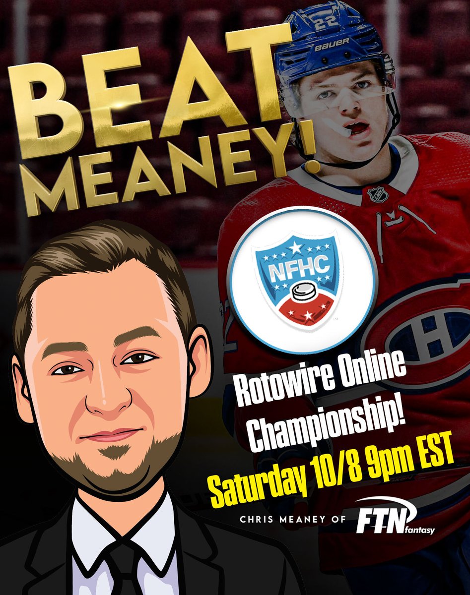 FTNFantasy's tweet photo. 📢 Calling all NHL Fantasy Hockey fans ‼️

Draft with @chrismeaney tonight at 9 PM EST 🏒

@RotoWire Online Championship @thenfhc 

https://t.co/yuXA9pTSFj https://t.co/4UGQtAkpQK