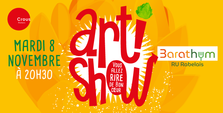 POITIERS_CROUS's tweet photo. [Soirée ArtiShow] - Resto U' Rabelais - espace Barathym
📢Venez rire de bon coeur pour cette première soirée de l'humour😆
avec des artistes étudiants ou plus expérimentés. #cvec
📅 8 novembre
📍 Resto U' Rabelais - espace Barathym
⌚ 20 heures 30
👉 culture@crous-poitiers.fr https://t.co/lWLPP4ZOOH