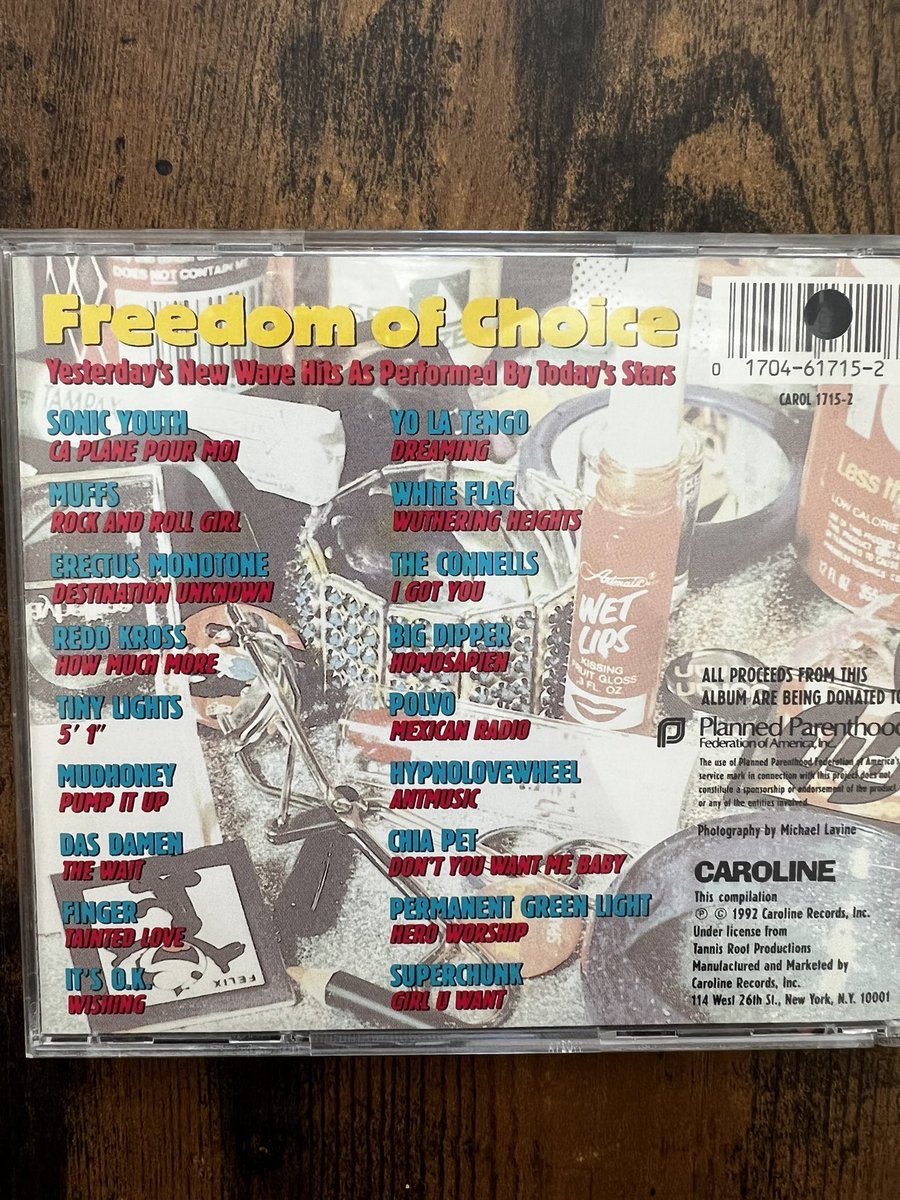 Kyle Meredith (@kylemeredith) on Twitter photo 30 years ago, <a href="/thesonicyouth/">Sonic Youth</a>, <a href="/mudhoney/">mudhoney</a>, <a href="/TheRealYLT/">Yo La Tengo</a>, <a href="/superchunk/">superchunk</a> and a great group of other artists made a call to action with the Freedom of Choice compilation in support of <a href="/PPFA/">Planned Parenthood</a>.
It remains an impactful statement today. 30 years ago, <a href="/thesonicyouth/">Sonic Youth</a>, <a href="/mudhoney/">mudhoney</a>, <a href="/TheRealYLT/">Yo La Tengo</a>, <a href="/superchunk/">superchunk</a> and a great group of other artists made a call to action with the Freedom of Choice compilation in support of <a href="/PPFA/">Planned Parenthood</a>.
It remains an impactful statement today.
