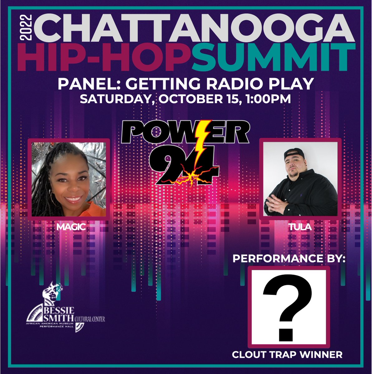 Don't miss the Power 94 panel with Magic &amp; Tula next Saturday, 1pm, at the Bessie Smith Cultural Center! It's free but you must register to get in!
eventbrite.com/e/chattanooga-…