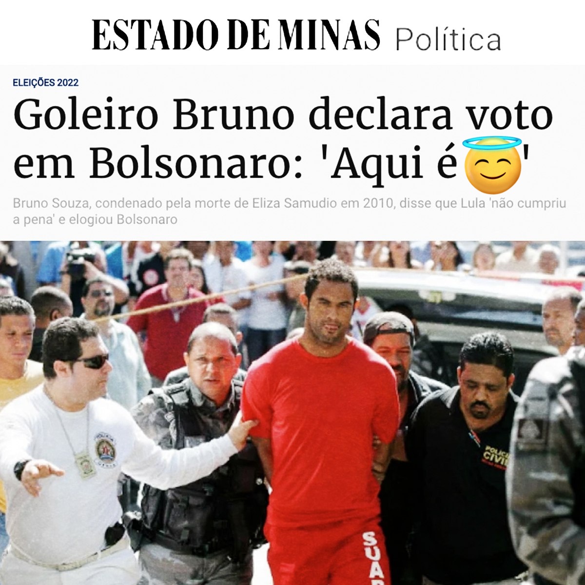 O goleiro Bruno matou a mãe de seu filho e deu a carne dela para os cachorros comerem. É bolsonarista convicto. Robinho, o estuprador, também é Bolsonaro. A Pastora Flordelis, que assassinou o marido e fazia sexo com os filhos, também defende o Bolsonaro e a família de bem.