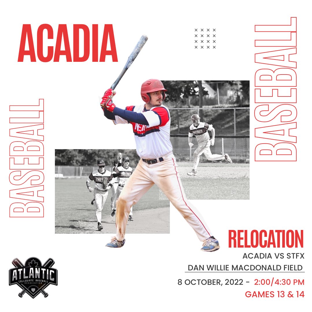 Due to field conditions, have have changed field locations to the Dan Willie MacDonald Ball park in Port Hawkesbury.

Thank you to the city of Port Hawkesbury for their efforts in getting this field ready on such short notice.

Game start times scheduled for 2/4:30pm

#GoAcadiaGo