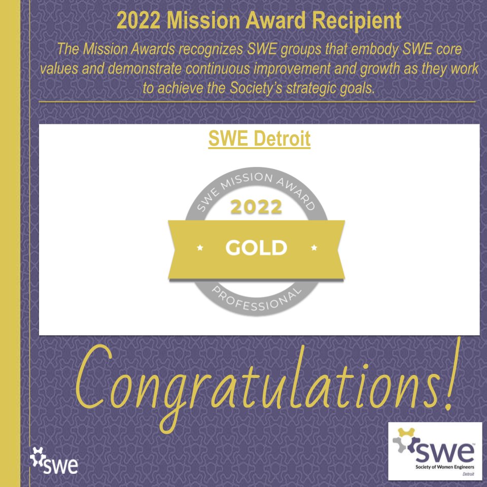 SWE-Detroit is a recipient of mission awards in FY22 as well!