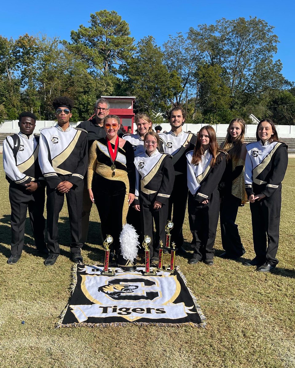 dan_seaborn's tweet photo. BB Comer Marching Sound of Gold score results from the Race City Marching Competition. Band - Superior, Percussion-Excellent, Drum major Superior, Colorguard- Superior and Best in Class #dedicated #bbcmhs #LeadingTheWay https://t.co/wHIwC7hTQW