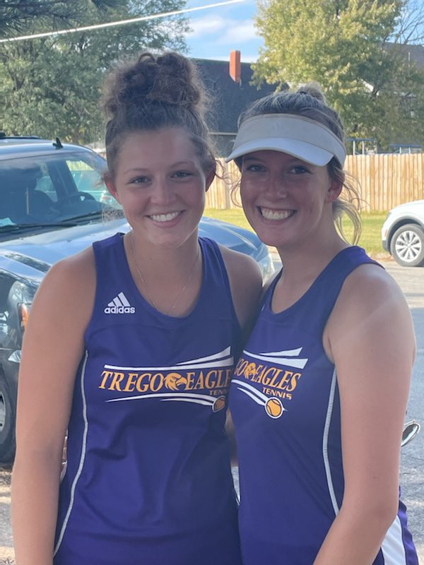 Annabelle Malsam and Kya O’Banion State Bound doubles team.  They will play for 5th place at regionals later this afternoon.  #begolden