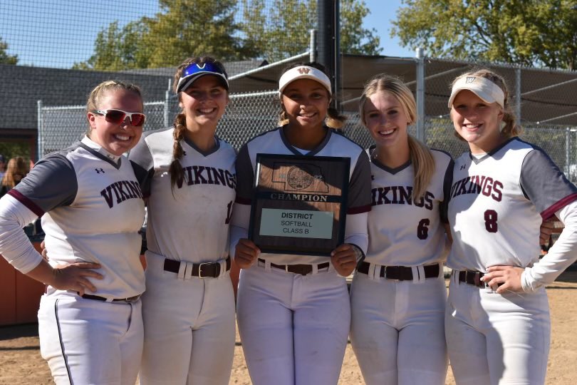 WaverlyVikesSB's tweet photo. Maybe the best part of today is keeping these 5 in the jersey one more week. 🖤 our Seniors! https://t.co/kBX8o8I9Au