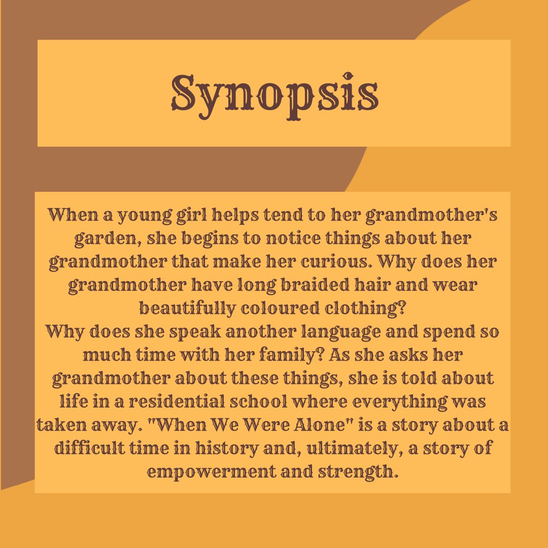 For the month of October, we are doing a series on Indigenous picture books. This week features "When We Were Alone" by David Robertson and illustrated by Julie Flett. David will be facilitating a workshop with us next week! Check out the link in our bio for more information!