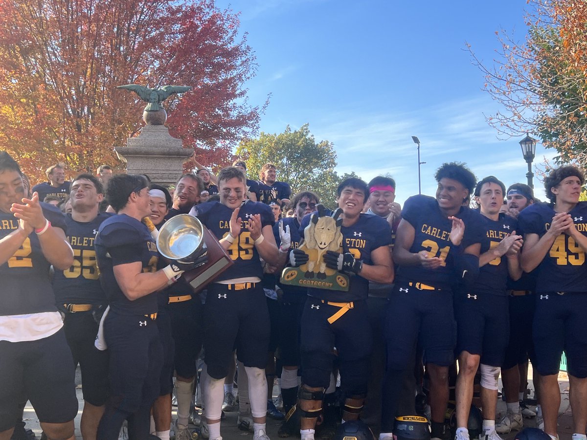 FINAL: <a href="/CarletonFB/">Carleton Football</a> defeats crosstown rival St. Olaf, 26-7, to reclaim the Goat Trophy… time to Turn the Eagle!
#d3b