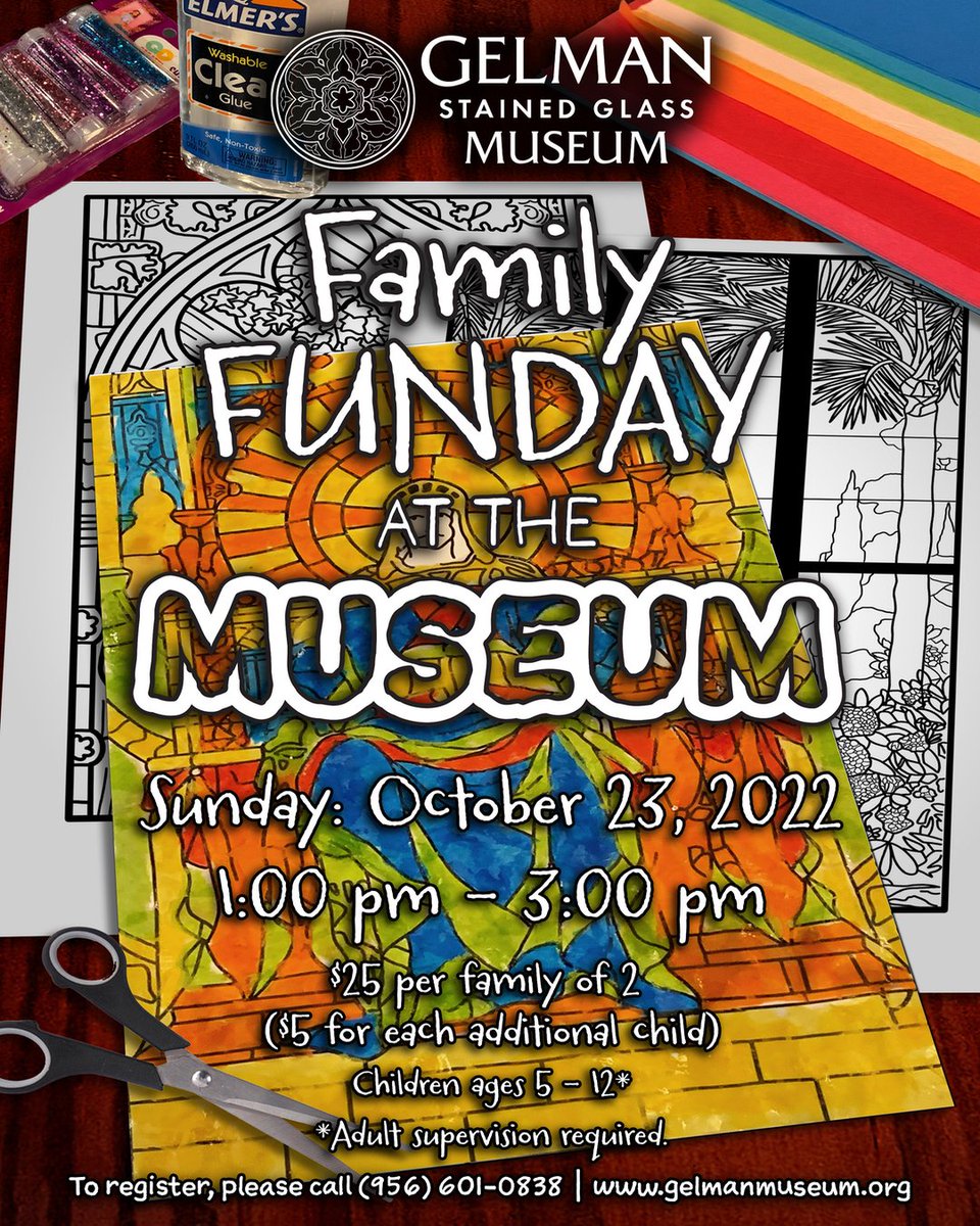 gelmanmuseum's tweet photo. Color Our Collection!
The whole family is invited! Each participant will have a selection of stained-glass window designs from our collection to choose from and add their own dash of creativity. Purchase tickets today! https://t.co/f1hwcg7KyO https://t.co/8aoIQa5hId