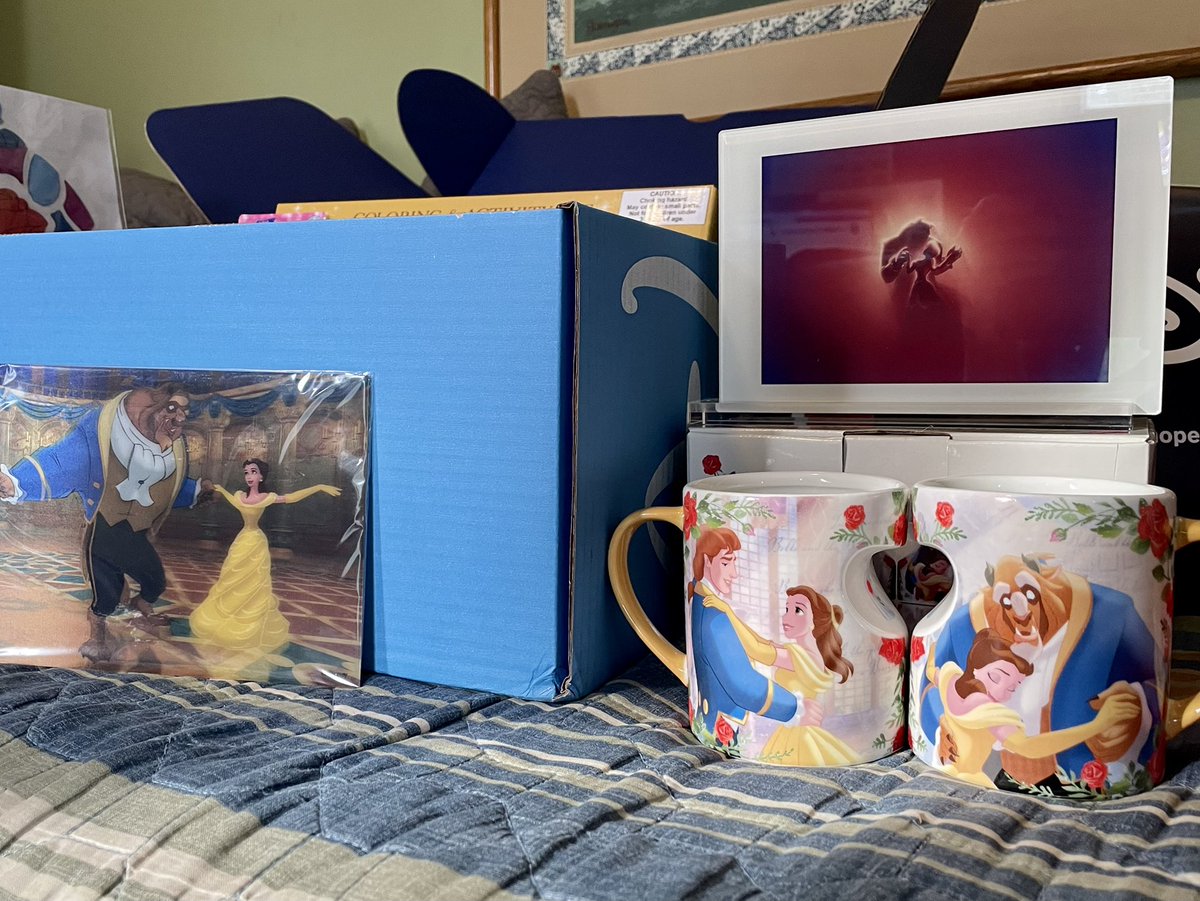 JennieC123's tweet photo. Thank you @DisneyPlus for our wonderful Disney Drop Box surprise! We had so much fun discovering that we received a Beauty and the Beast set. 

😍🌹

Cate has already absconded with the art kit. 

#DisneyDrop https://t.co/oSfDwRd8iN