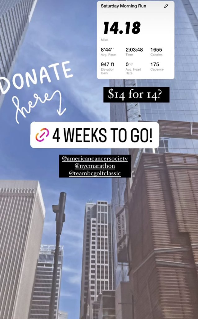 $14 for 14? 4 weeks until <a href="/nycmarathon/">TCS New York City Marathon</a> with <a href="/AmericanCancer/">American Cancer Society</a>! Still time to reack my goal but I need your help! To donate, clink on the link below🫶🏼thank you for your support!! main.acsevents.org/goto/laurenmcd…