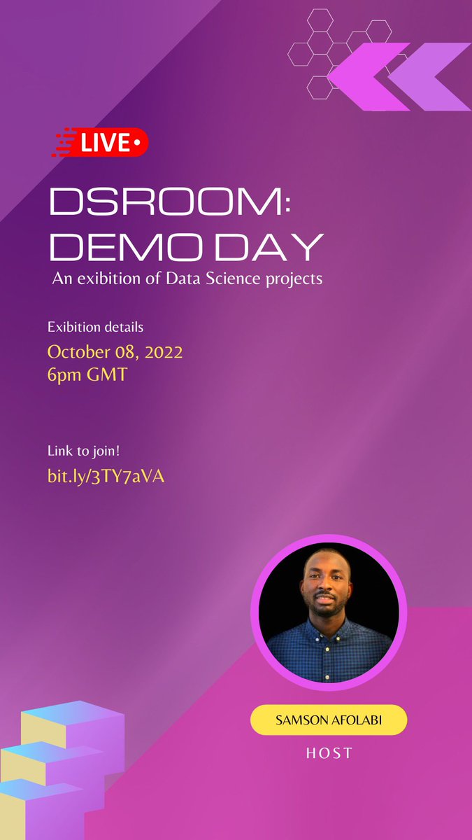 theadedolapo's tweet photo. We have started #DSRoom Demo Day
Join in!
https://t.co/WbdtQiZtyG https://t.co/yMpgyjjF8G