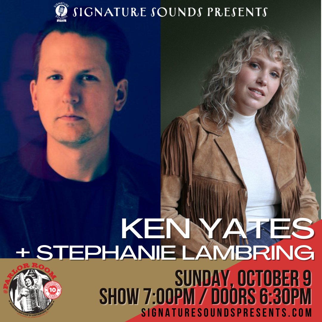 Spend your weekend with us at The Parlor Room! ⚡️
Sat. 10/8 - William Fitzsimmons w/ Stuart Smith
Sun. 10/9 - Ken Yates + Stephanie Lambring 
Tickets available at signaturesoundspresents.com. #10yearsoftheparlorroom