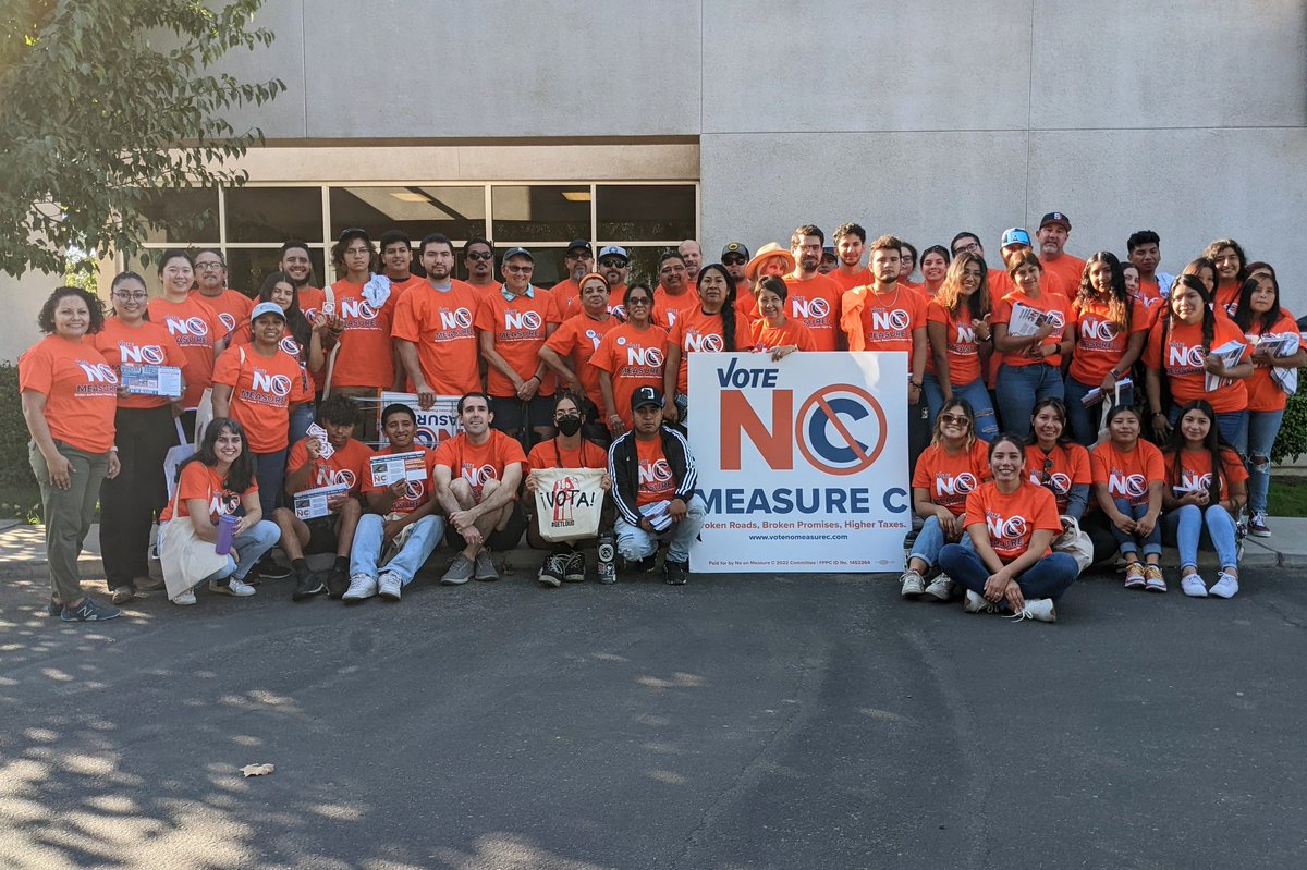 nomeasurec's tweet image. The No on Measure C 2022 coalition and allies are launching #NoOnMeasureC canvassing today! We can't afford another 30 years of broken roads and broken promises. Fresno County deserves better! Vote NO on Measure C this November 8.