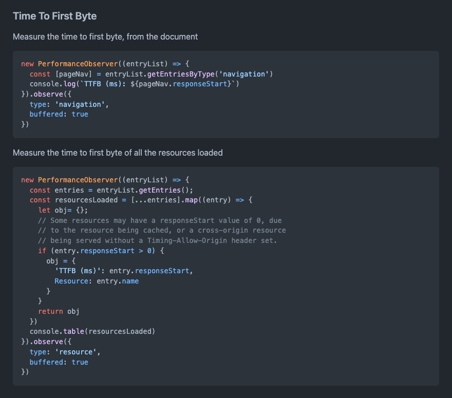 nucliweb's tweet photo. Measure the time to first byte, from the document an of the all resource with JavaScript
https://t.co/h5Ckq445Jj
#WebPerf #Performance #PerfTools #WebPerfSnippets #JavaScript #JS https://t.co/grnZnGNY95