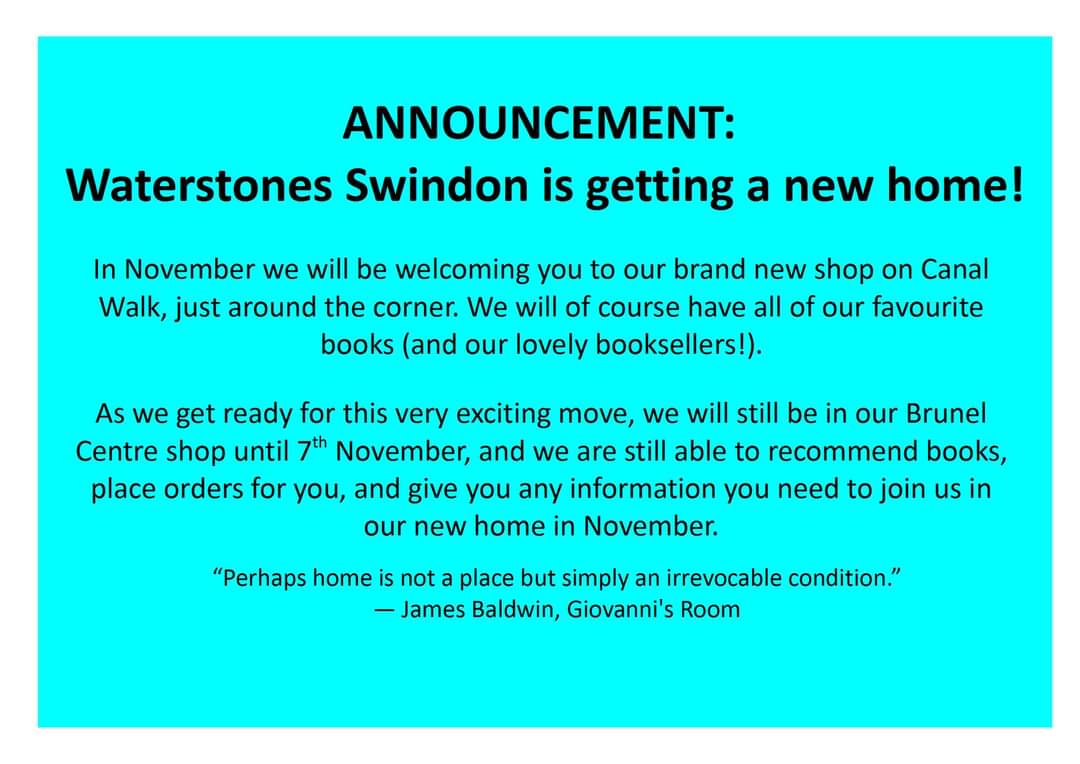 WaterstonesSwin's tweet photo. Exciting news! 

#livelocalshopswindon #ChooseBookshops #newbookshop https://t.co/KPTDzKVAPU