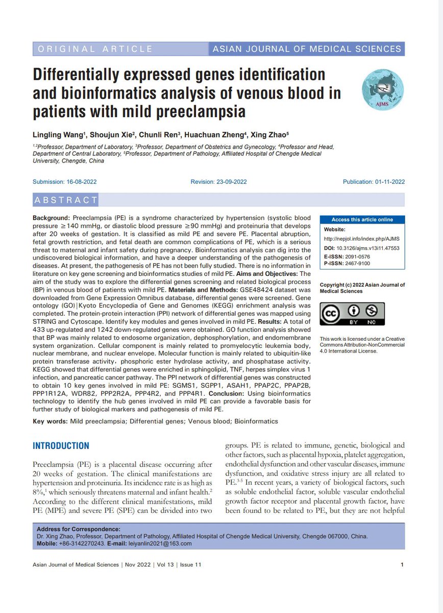 arun732003's tweet photo. Highlights of article in our next issue #asianjournalofmedicalsciences #mendeley #plumxmetrics #DOAJ #EBSCO #CABI #globalhealth #research #academic #openaccess #doubleblindpeerreview #differentially #genes #identification #Bioinformatics #mild #preeclampsia https://t.co/P85ibLUNNL