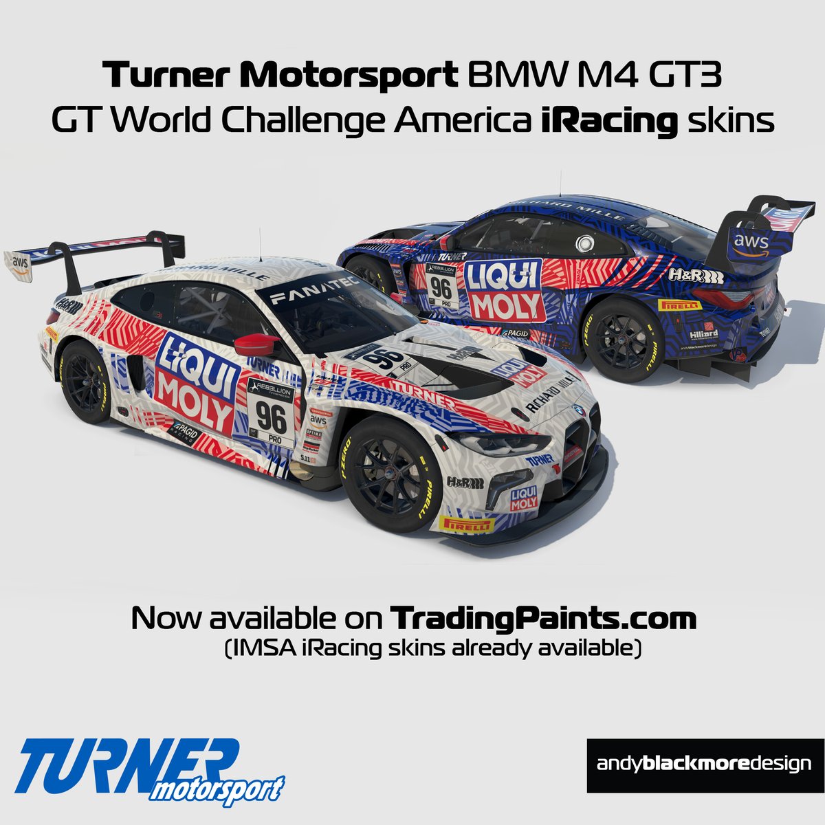 The new official @Turnermotrsport #BMWM4GT3 #iRacing #livery skins are now available to download on @tradingpaints 

tradingpaints.com/collections/vi…

#iRacing #Indy8h