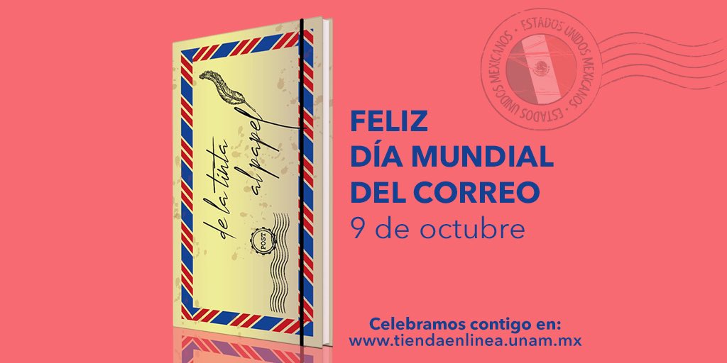 tiendalineaunam's tweet photo. Ni Facebook, ni Twitter, ni e-mail…sólo cartas 📝 que viajaban enormes distancias en diligencia, tren 🚂 o barco 🚢 
!Feliz Día Mundial del #Correo!📫✉️

Festeja con @tiendalineaunam y esta 📓 libreta hecha con papel 📄 reciclado de @punta_libre, ➡️ 📌www.tiendaenlinea.unam https://t.co/PBeiyasQ9R