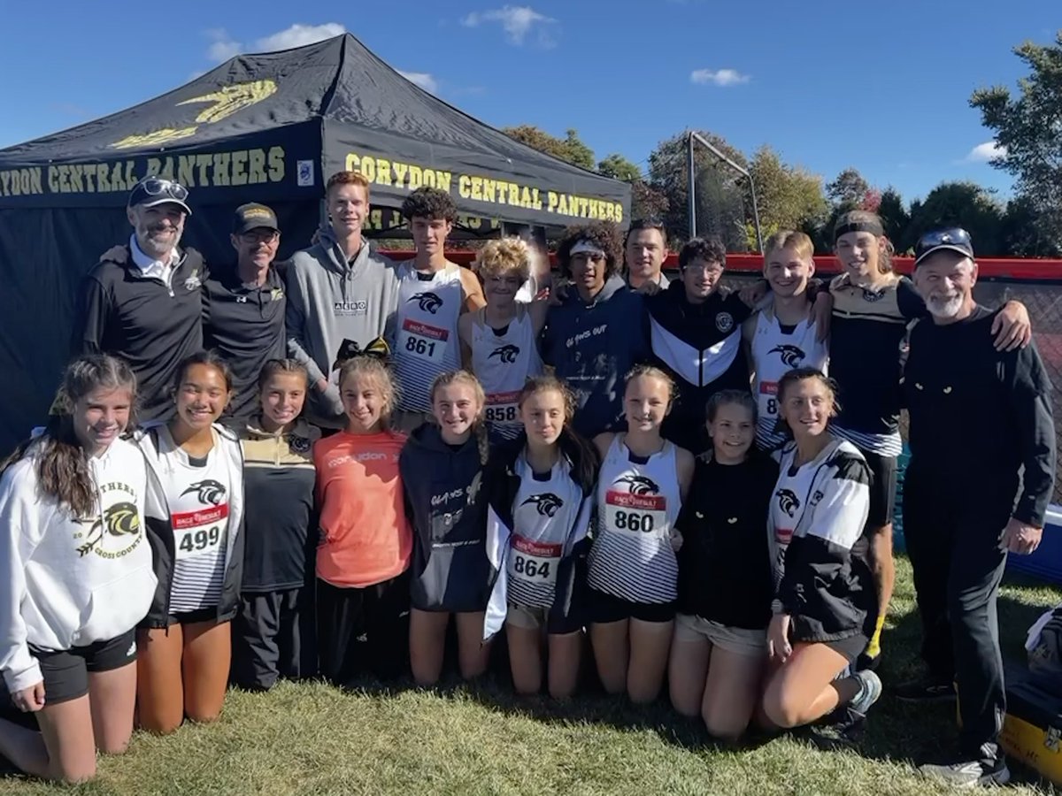 CorydonXC_Track's tweet photo. Sectional morning in Crawford County was a success! Really strong running today as our girls finished 2nd and guys finished 3rd to advance to Regionals next Saturday again at Crawford County at 11am! 

Proud of these runners &amp; how they “handled hard” today! 

#panthersonthehunt https://t.co/ggWNmqyAea