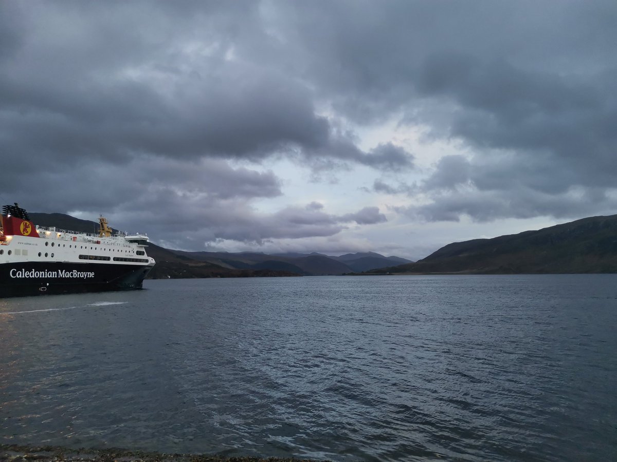 barefootmaths's tweet photo. Thanks to @ScotCitylink for getting me to Ullapool for the last part of my journey. It's dreich, but spectacular as always. @CalMacFerries do your magic and take me home! https://t.co/wXDGIOlUD0