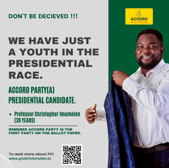 pciforpresident's tweet image. We can see our future and it is in our hands to achieve as a Youth.
  Nigerian Youths must have a voice politically not only to decide who to lead us but to become that LEADER we need.

Vote for the Youth! Vote ACCORD PARTY. 

 #DrChrisIsComing #Youth #VoteACCORDingly #PCI2023