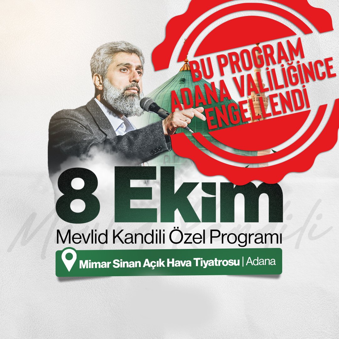 furkanhareketi's tweet photo. Mevlid Kandili programımız Adana Valiliğince gerekçesiz bir şekilde engellendi!

AdanaValiliğinden MevlideEngel https://t.co/pIIPuIH6Y5