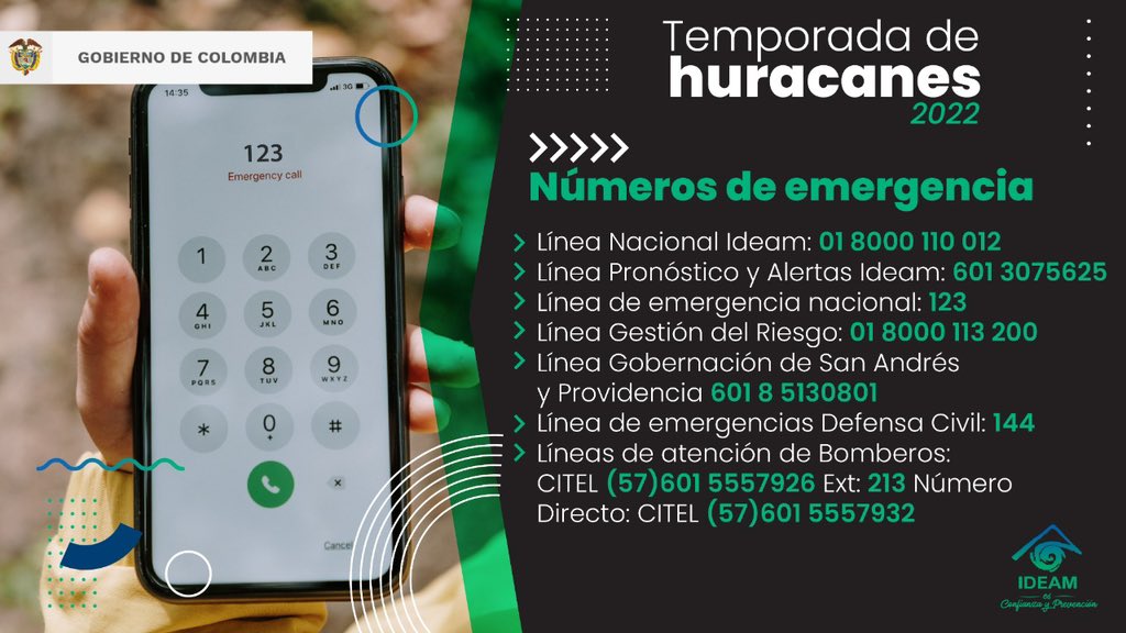 Frente a la alerta provocada por la tormenta tropical Julia, recordamos a la comunidad las líneas telefónicas habilitadas para atender la emergencia en el archipiélago de San Andrés, Providencia y Santa Catalina.