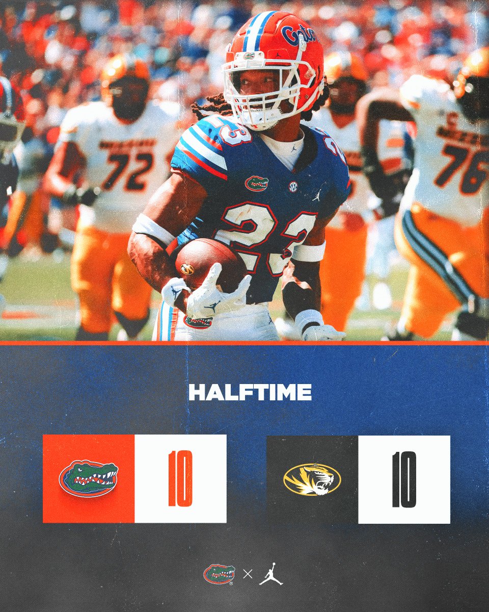 GatorsFB's tweet image. All tied up at the half. 

#GoGators | #jOURney