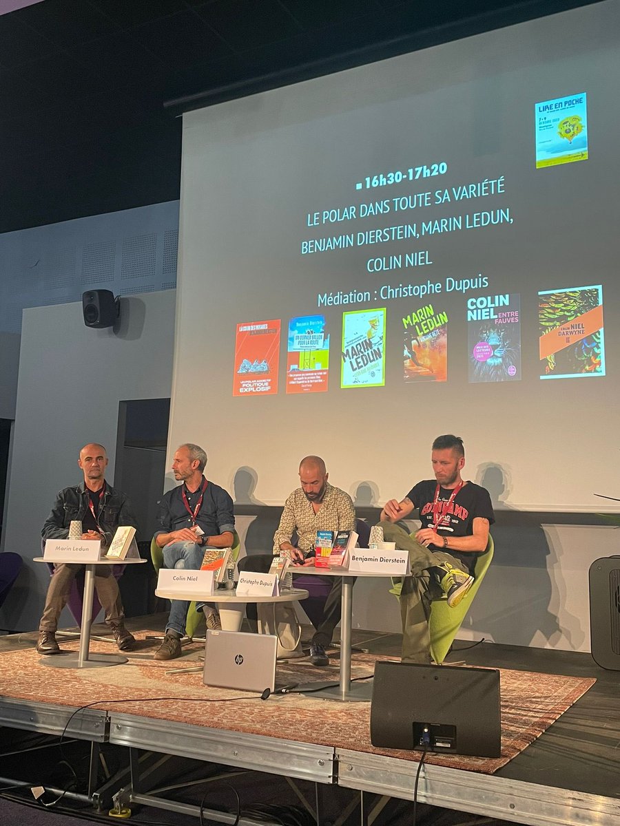 livredepoche's tweet photo. ´@LireenPoche 
Également présents aujourd’hui :  Colin Niel, Mélissa Da Costa, @laurentpetitma1 que vous pourrez retrouver demain sur le stand de @LaLibGenerale. https://t.co/vYRbfkHdRI