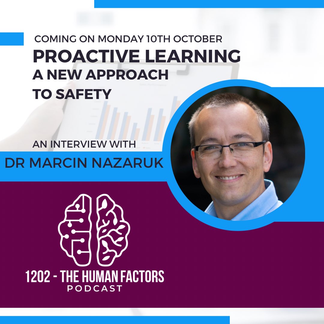 On Monday the interview between <a href="/Baz_k/">Barry Kirby</a> and Dr. Marcin Nazaruk about the the use of #Proactive #Learning for #Safety goes live :-) 

Also on Tuesday, <a href="/Baz_k/">Barry Kirby</a> and <a href="/Nick_Roome/">Nick Roome</a> are doing a live stream from #HFES annual conf so keep an eye on this &amp; the <a href="/HFactorsPodcast/">Human Factors Cast</a> streams!