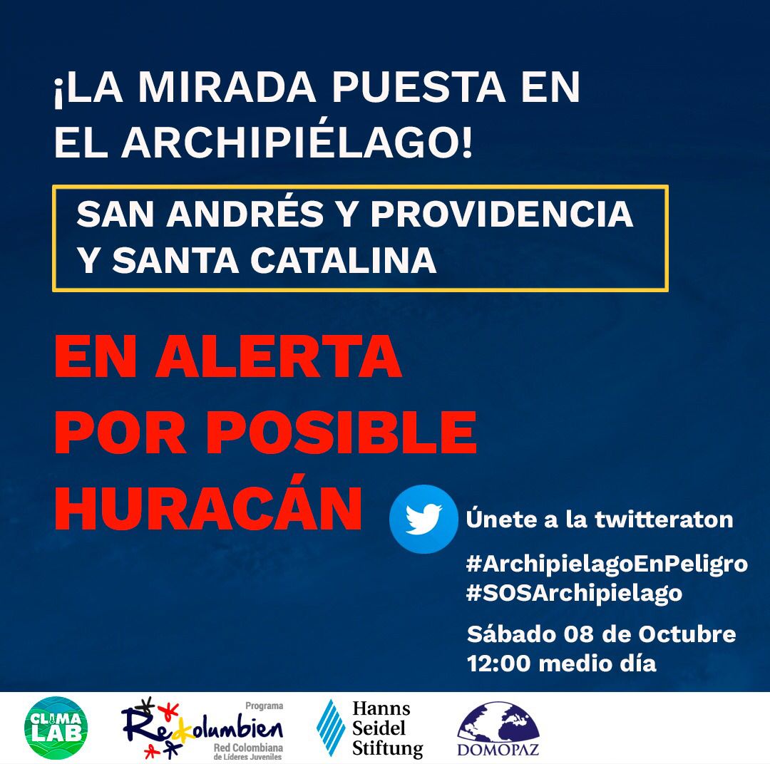 #SOSArchipielago
#ArchipielagoEnPeligro

📌Únete a esta Twitteraron para poner los ojos sobre la difícil situación que se está viviendo en San Andrés, Providencia y Santa Catalina 🙏

@Climalab_org