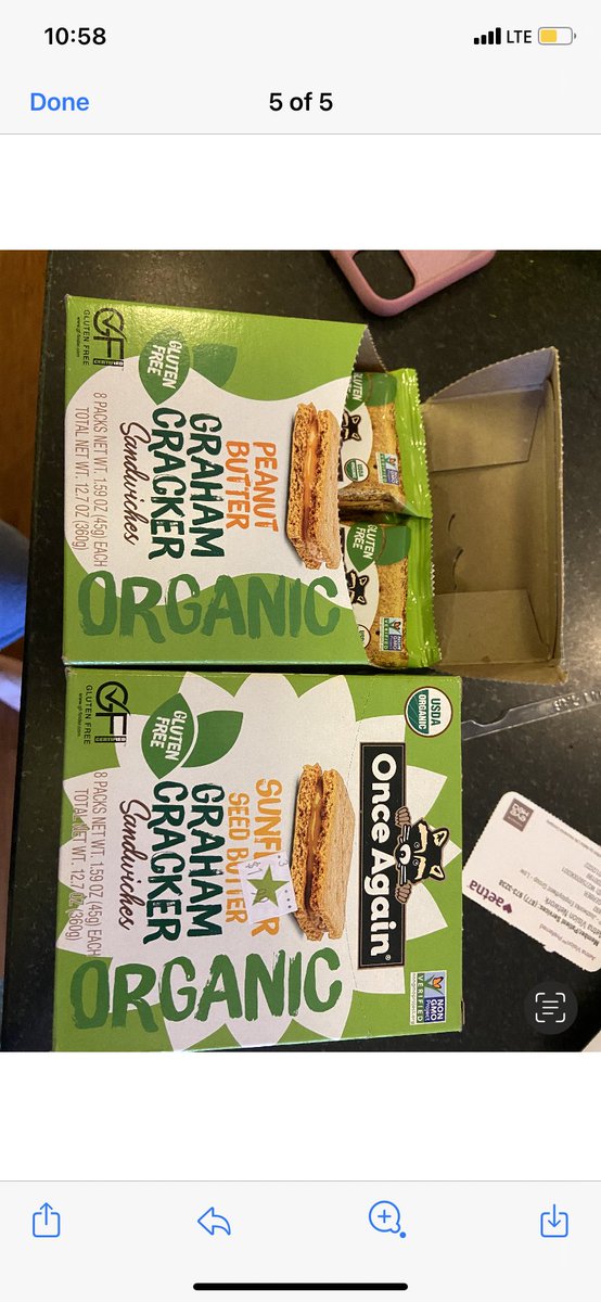 AshFrieds's tweet photo. @OnceAgainEsop
 maybe you could make the Peanut Butter &amp; Seed Butter packaging look *slightly* different since one is a known allergen? My 4 year old niece grabbed the wrong one (since they’re stocked together!) and now she’s in the ER https://t.co/pexdH50rxe