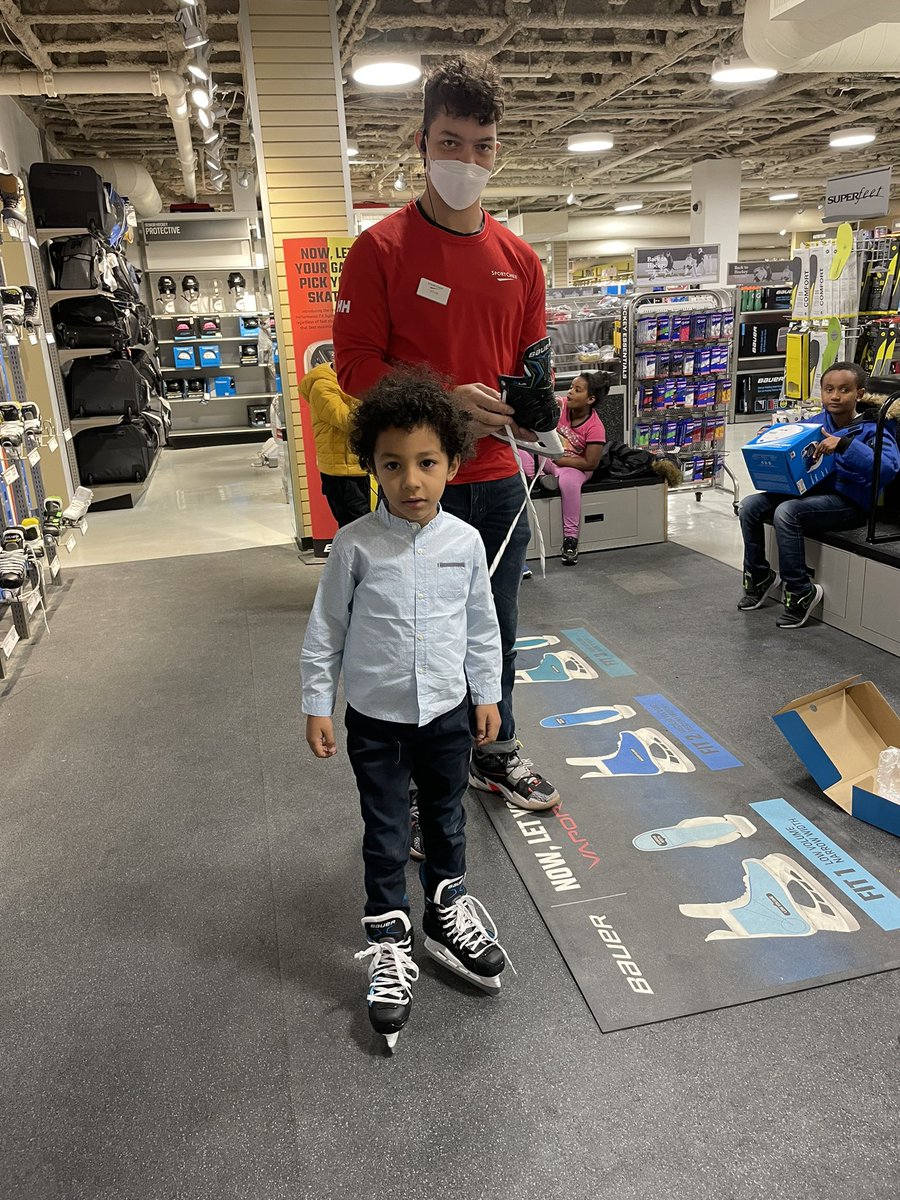 wpg_nsa's tweet photo. Happening now …newcomer kids getting fitting with skates & helmets. Thanks to @SportChek @CTJumpstart @SportCanada_EN . Knowing how to skate helps with #belonging #inclusion https://t.co/AYgEPWLmRZ