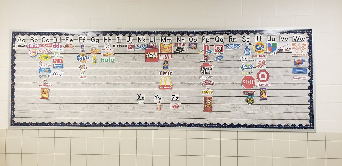 MsPRangel's tweet photo. Kindergarten Environmental print word wall! @CarrolltonElem #CElionpride https://t.co/ZoDC9YK3zD