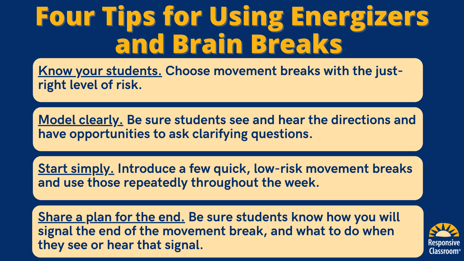 Take A Break Responsive Classroom